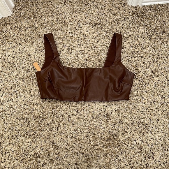 Skims cocoa brown faux leather bralette Sz 3XL - Picture 1 of 4